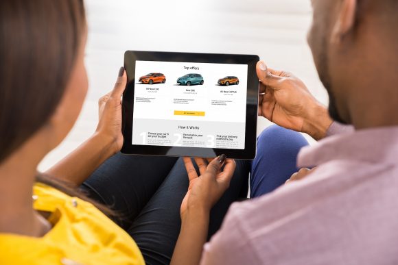 Online car sales on an iPad