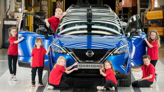 School children at Nissan's Sunderland plant