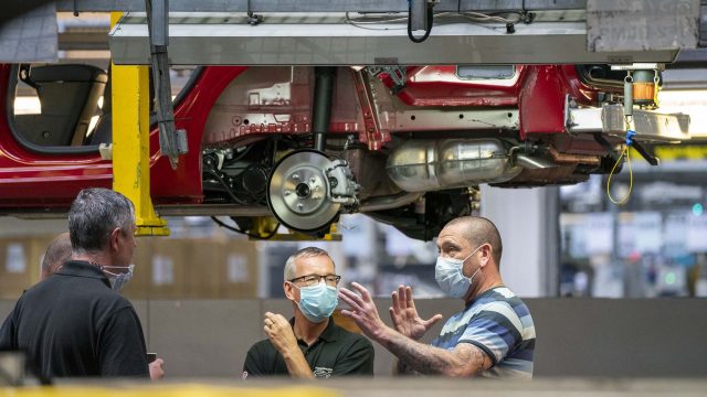 Car manufacturing line via PA
