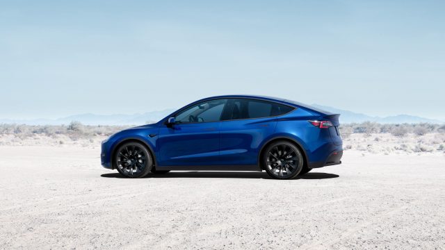 Side on view of the Tesla Model Y