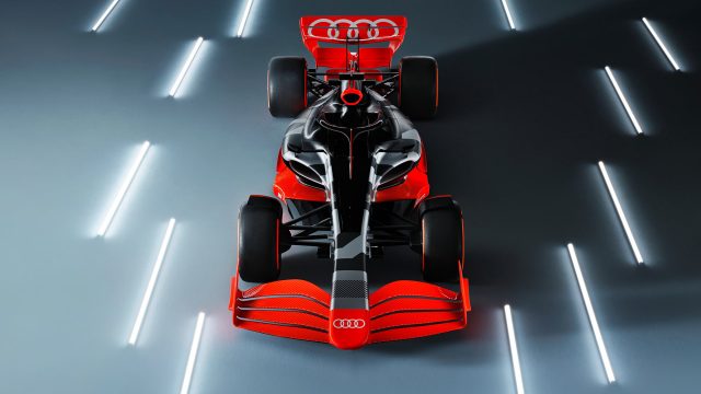 Audi showcar with Audi F1 launch livery, via PA