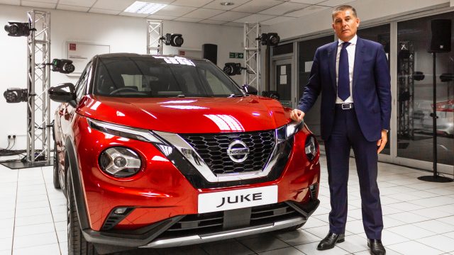 Kevin Mackie at a Nissan Juke launch event at the Arbroath showroom in 2019, by Peter Jackson