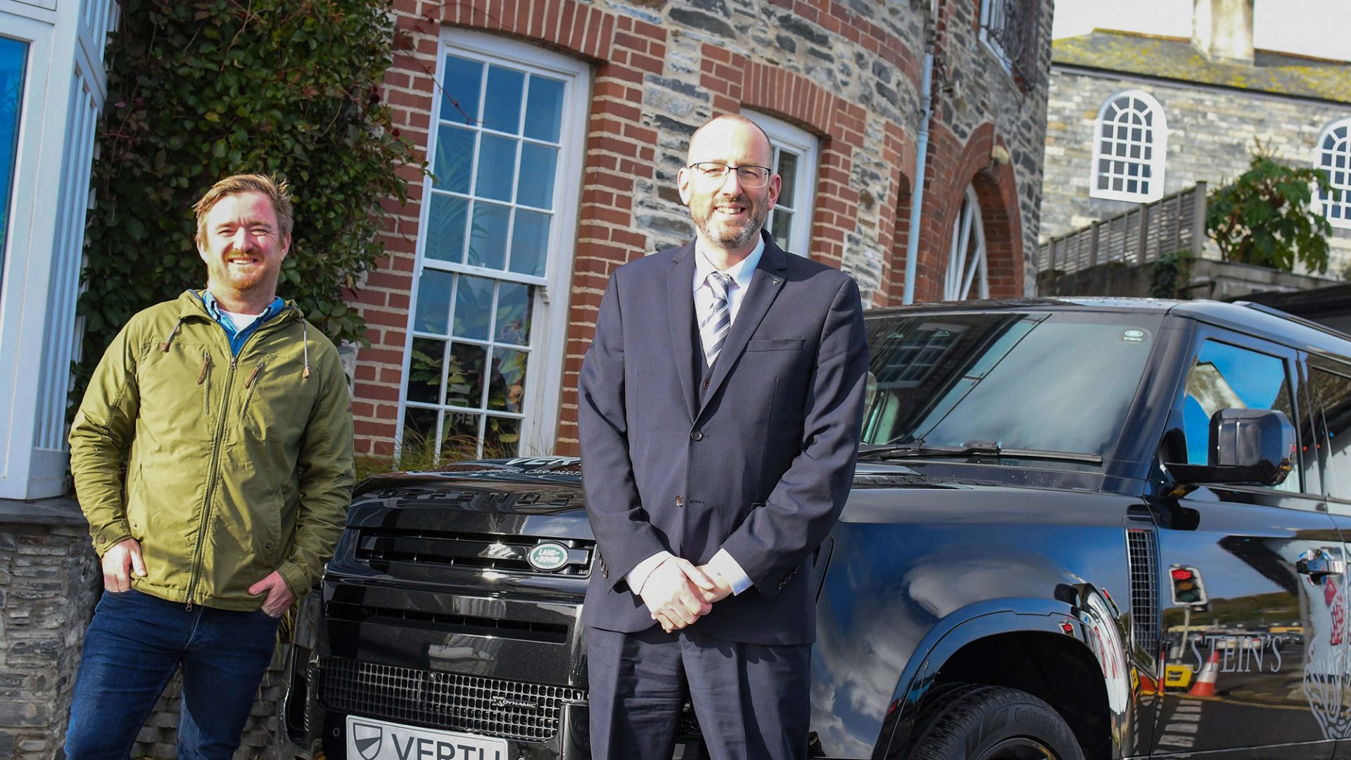 Jack Stein, left, chef director Rick Stein Group, with Peter Kingwell, head of business at Jaguar Land Rover Truro