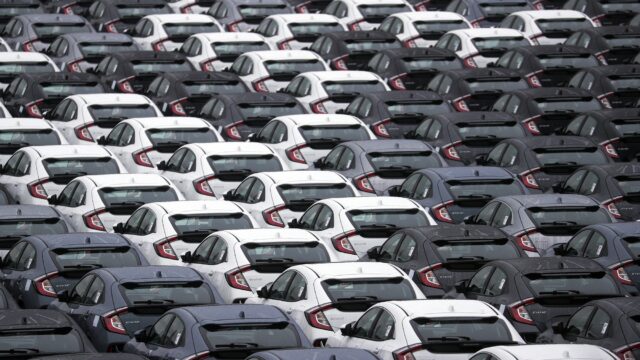New cars at the port of Southampton, via PA