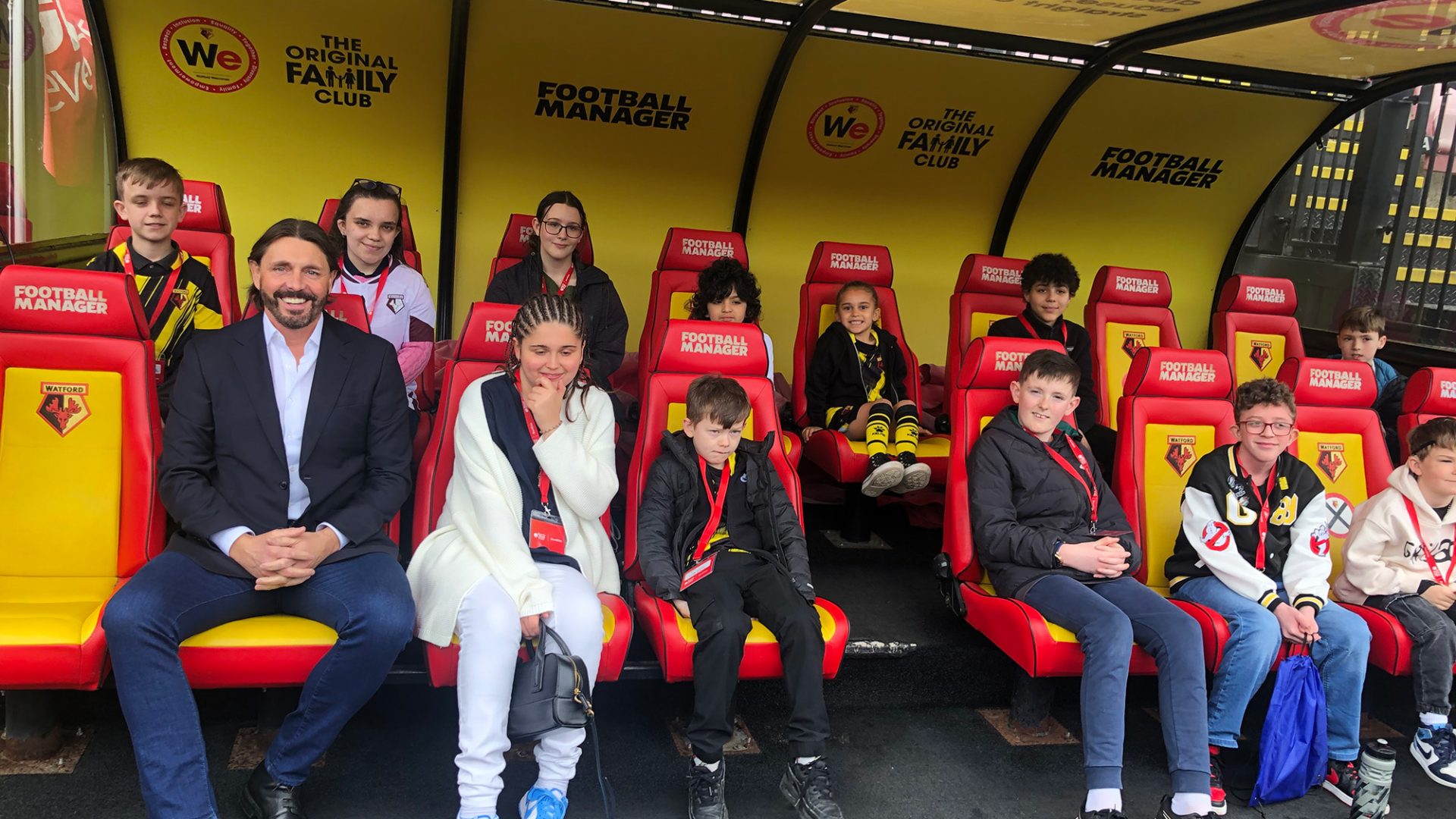 Paul Tanner in the dug-out with the youngsters