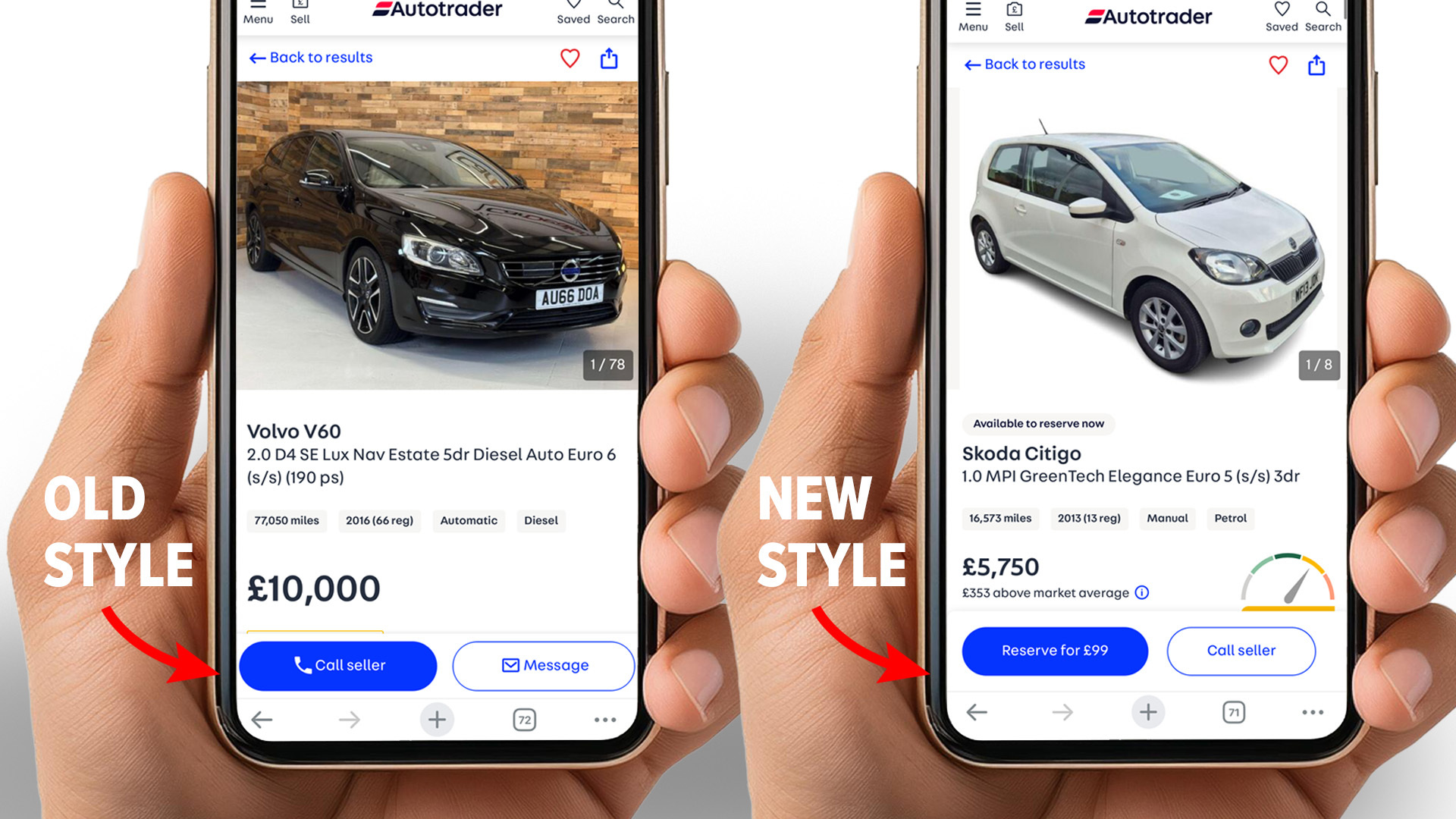 New look Auto trader buttons