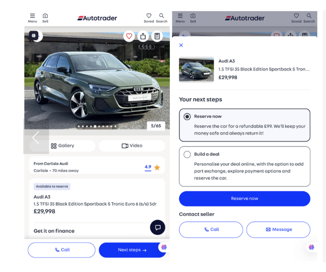 New contact buttons for Auto Trader